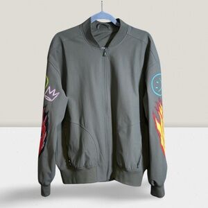 Hand-Painted Army Green Bomber Jacket
